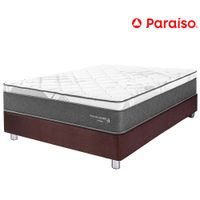 Cama Box Tarima PARAISO Pocket Star Chocolate 2 Plazas + 2 Almohadas + Protector