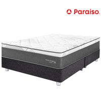 Cama Box Tarima PARAISO Pocket Star Charcoal King + 2 Almohadas + Protector
