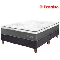 Cama Box Tarima  Europea PARAISO Pocket Star Charcoal King + 2 Almohadas + Protector
