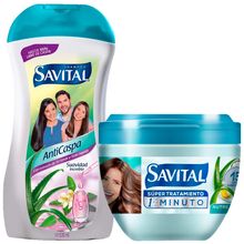 pack-shampoo-anticaspa-savital-frasco-530ml-crema-de-tratamiento-1min-savital-nutre-y-repara-pote-300ml