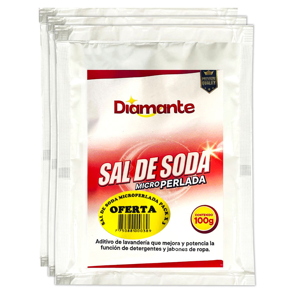 Aditivo de Lavandería DIAMANTE Sal de Soda Microperlada Sobre 100g Paquete 3un