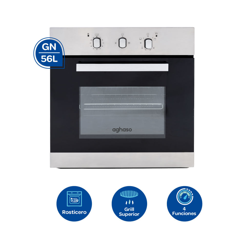 Horno Aghaso a Gas 56L Empotrable | plazaVea - Supermercado
