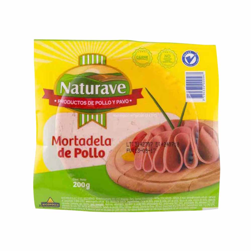 Mortadella de Pollo NATURAVE Paquete 200g Supermercado