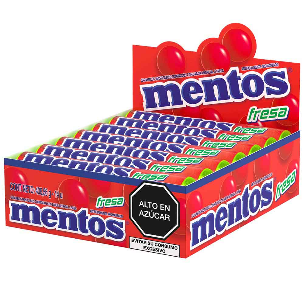 Caramelos MENTOS Sabor a Fresa Caja 14un
