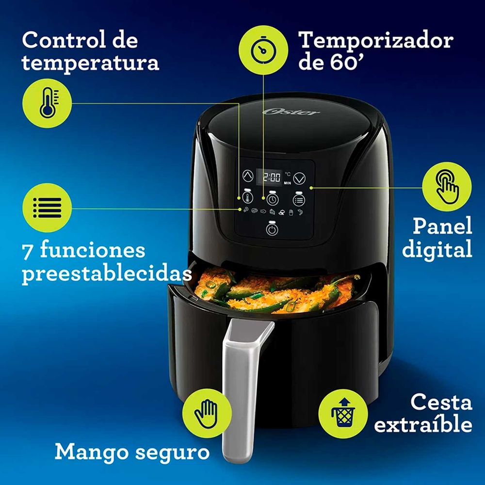 Freidora de Aire Digital Oster CKSTAF18D de 1.8 L Negro | plazaVea - Supermercado freidora de aire 1.8 lt digital oster ckstaf18d