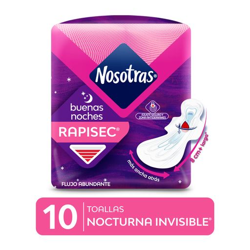 Toalla Higiénica NOSOTRAS Buenas Noches Invisible Rapisec Paquete 10un |  plazaVea - Supermercado