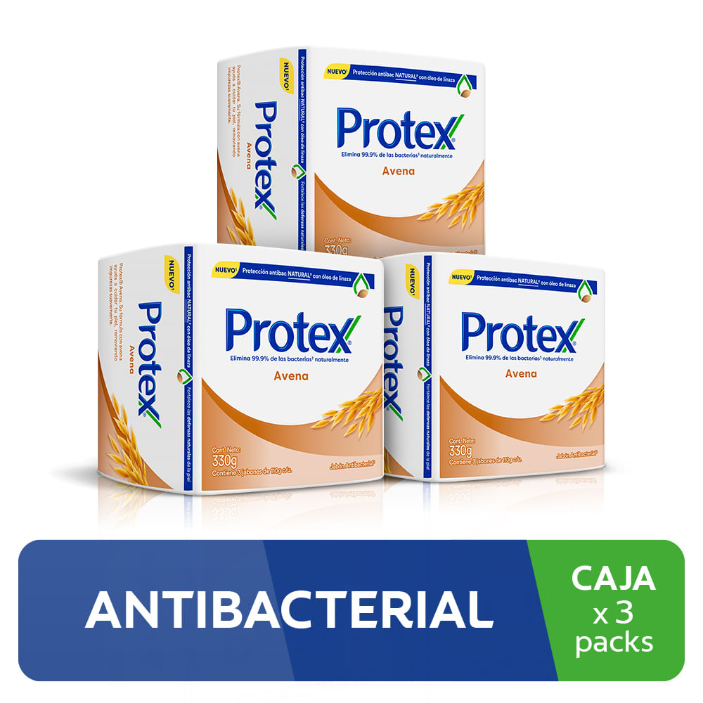 Pack PROTEX Jabón Antibacterial Avena Barra 110 Paquete 3un x 3un