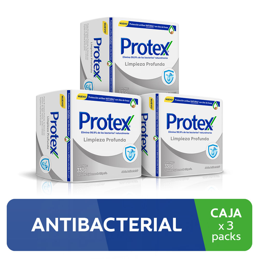 Pack Jabón Antibacterial Protex Limpieza Profunda Barra 110g Paquete 3un X 3un Plazavea 8884