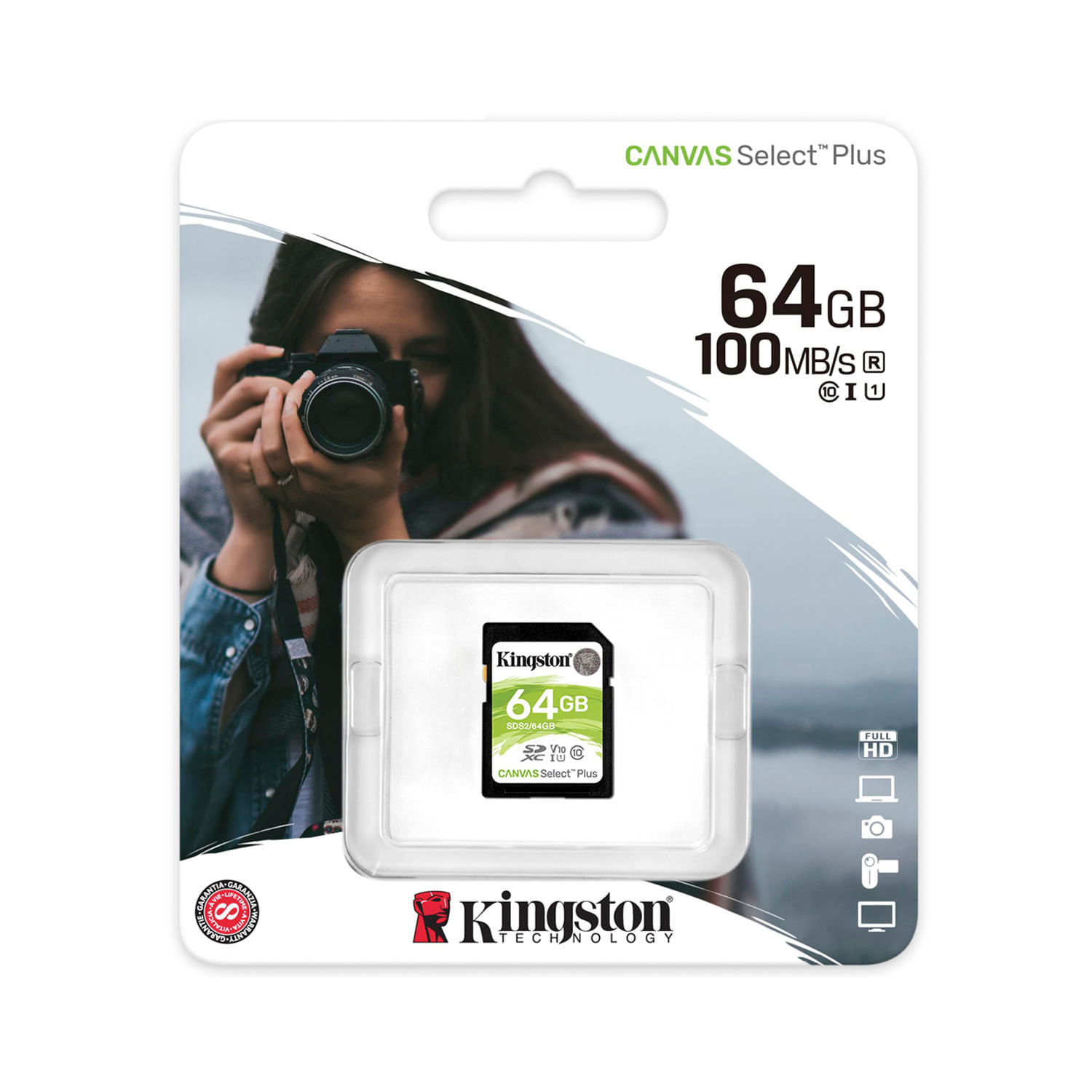 Memoria SD Kingston 64GB Canvas Select Plus UHS-I 100Mb/s