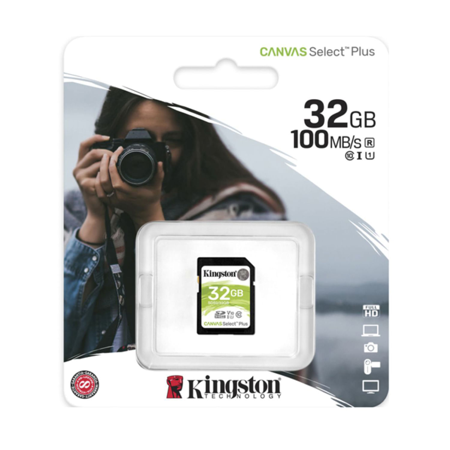 Memoria SD Kingston 32GB Canvas Select Plus UHS-I 100Mb/s