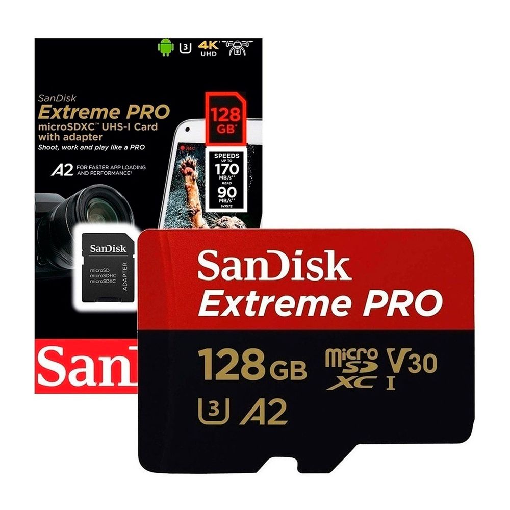 Memoria Micro SD SanDisk Extreme Pro 128GB A2 U3 4K 170Mb/s | plazaVea