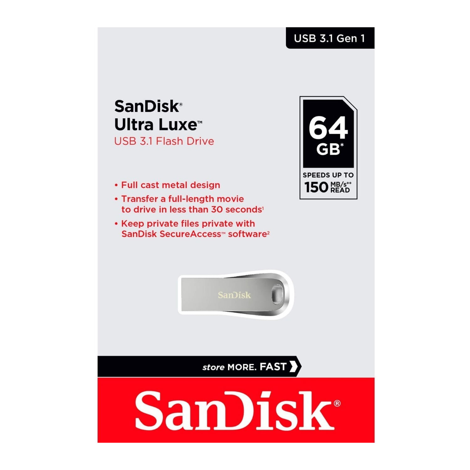 Memoria USB SanDisk Ultra Luxe 64GB Unidad Flash USB 3.1