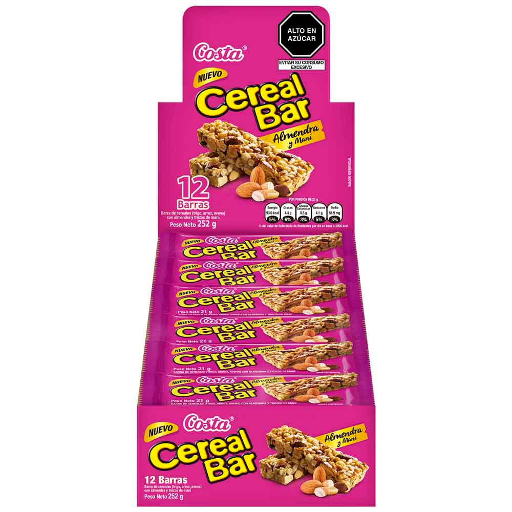 Barra de Cereal COSTA Cereal Bar Almendra y Maní Paquete 12un