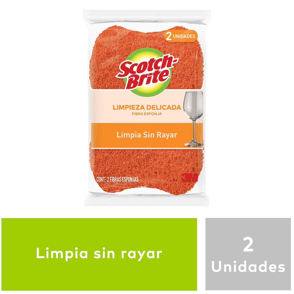Esponja SCOTCH-BRITE Cero Rayas Naranja 2en1 Paquete 2un