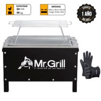 Caja China Mediana Mr. Grill Sr Acero Galvanizado + Parrilla + Guantes Negros