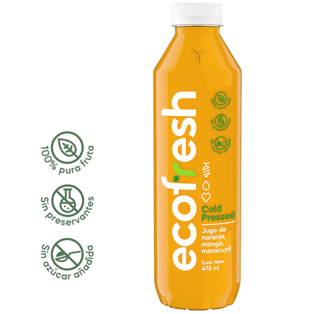 Jugo Naranja Mango Maracuyá ECOFRESH Botella 475ml