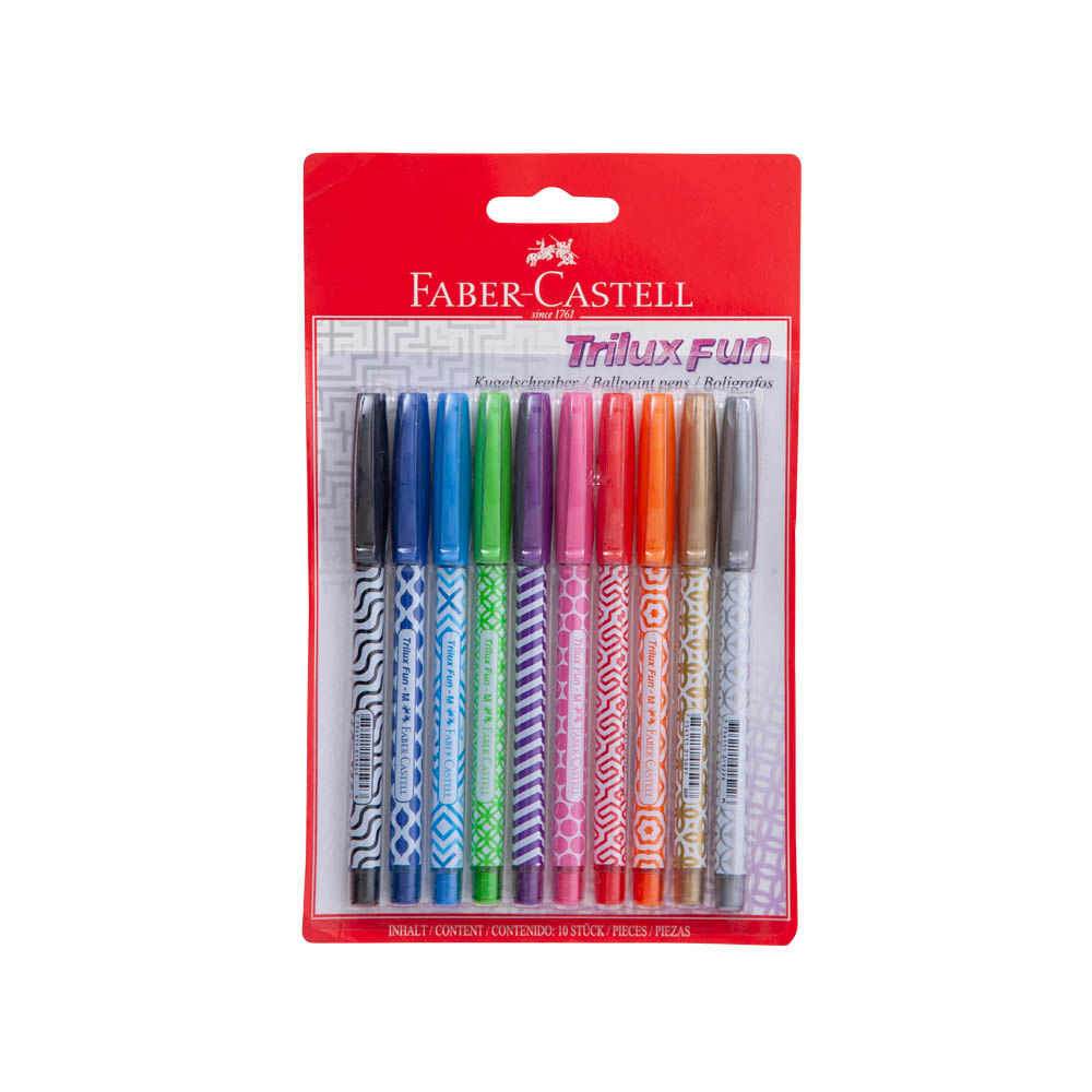 Lapiceros FABER CASTELL Trilux Fun Blister Colores 10un