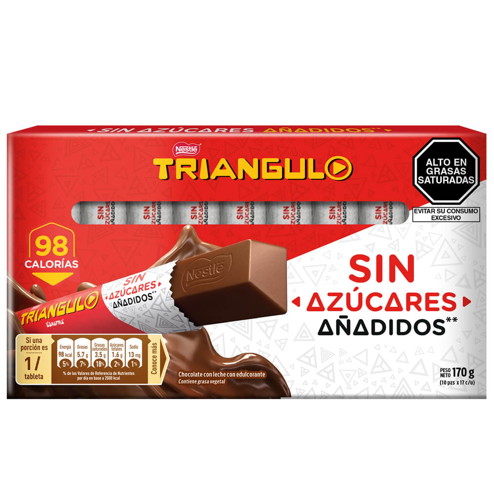 Chocolate TRIÁNGULO Sin Azúcares Paquete 10un