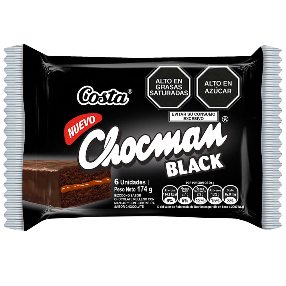 Bizcocho COSTA Chocman Black Bolsa 6un