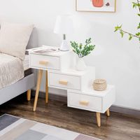 Velador Mesa de Noche Vintage Blanca 63cm