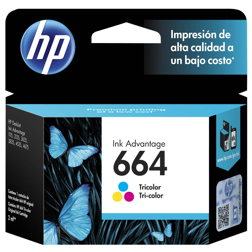 Cartucho de Tinta HP 664 Tricolor (F6V28AL)