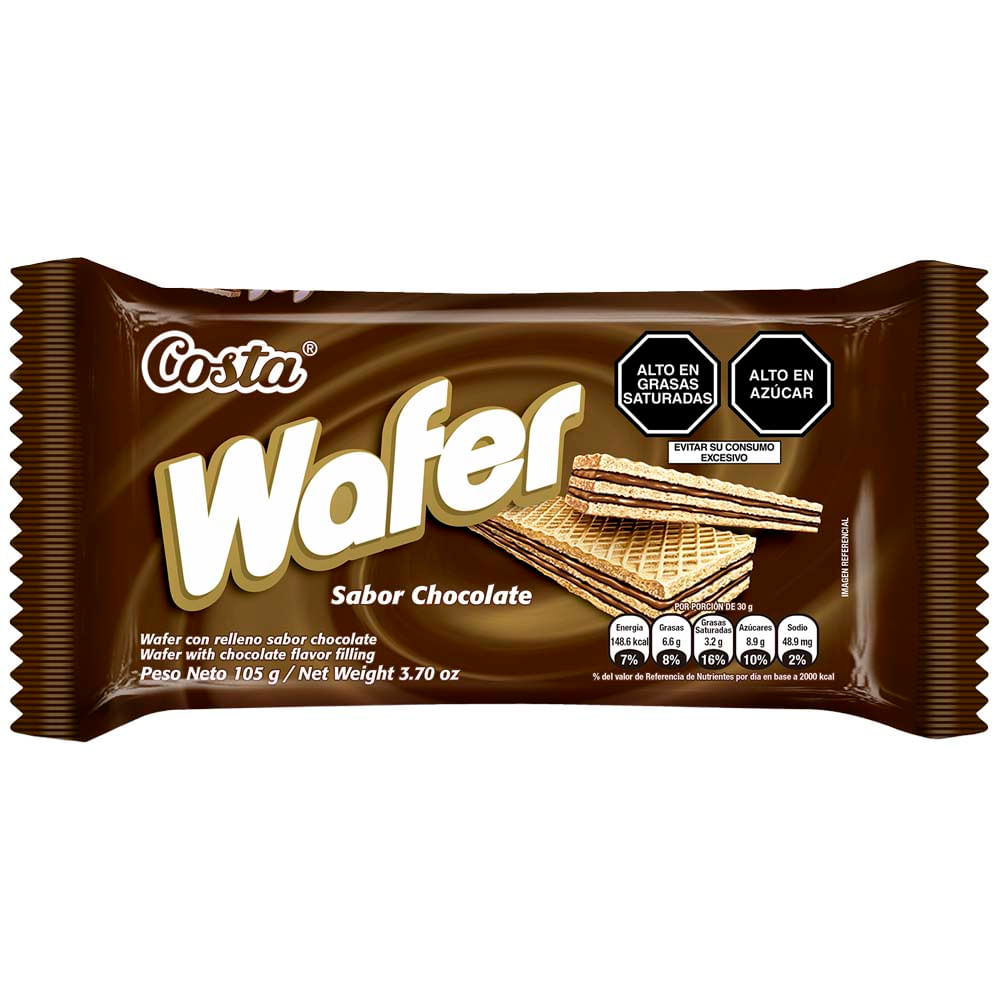 Wafer COSTA Sabor a Chocolate Bolsa 105g