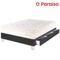 Cama Box Tarima 3 Cajones PARAISO Royal Prince Acero 1.5 Plazas + 1 Almohada Viscoelástica