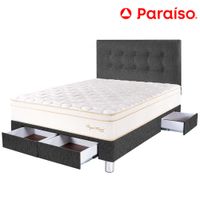Dormitorio 4 Cajones PARAISO Royal Prince Acero 2 Plazas + 2 Almohadas Viscoelásticas