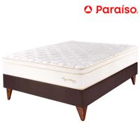 Cama Box Tarima  Europea PARAISO Royal Prince Chocolate 2 Plazas + 2 Almohadas Viscoelásticas