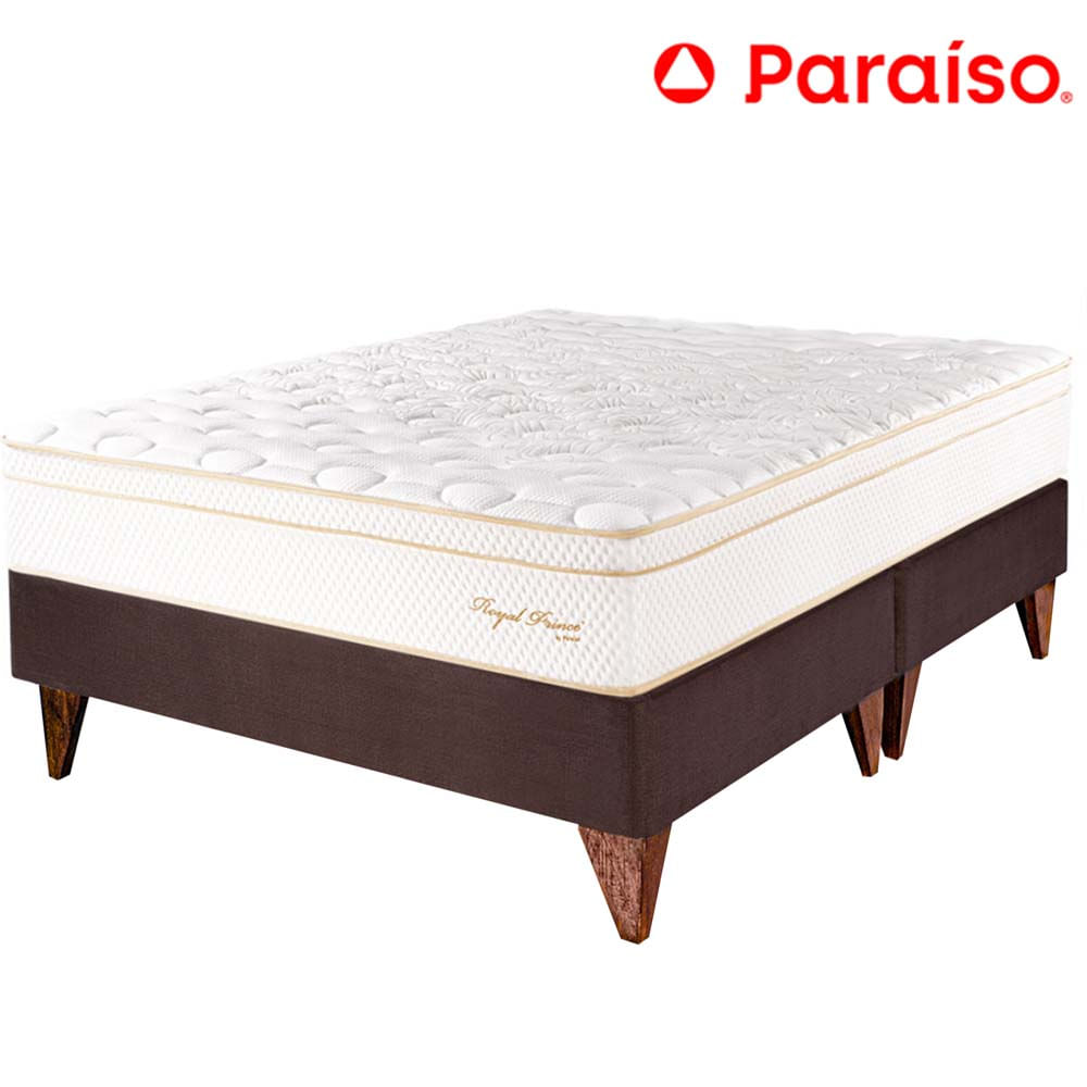 Cama Box Tarima Europea PARAISO Royal Prince Chocolate King + 2 Almohadas Viscoelásticas