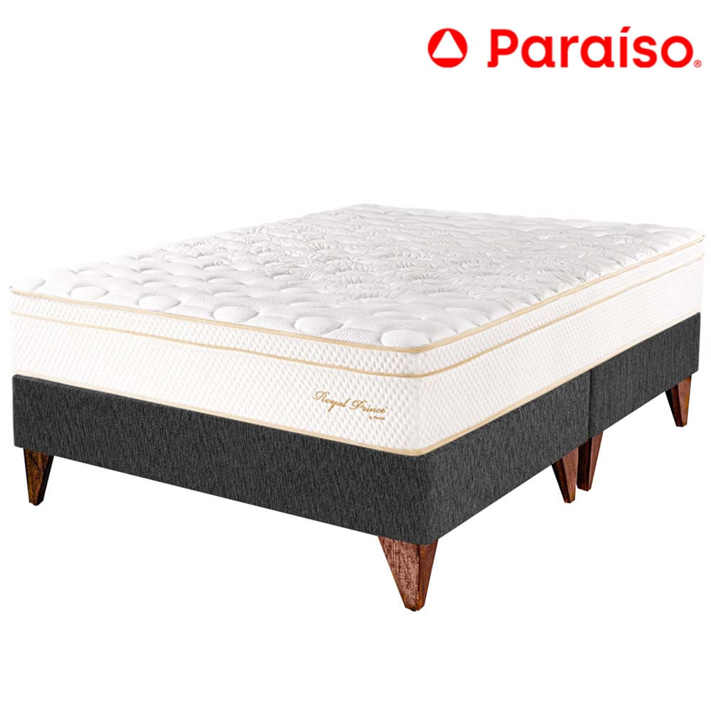 Cama Box Tarima Europea PARAISO Royal Prince Acero Queen + 2 Almohadas Viscoelásticas