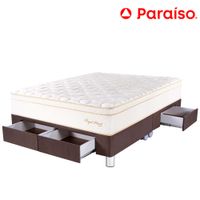 Cama Box Tarima 4 Cajones PARAISO Royal Prince Chocolate King + 2 Almohadas Viscoelásticas