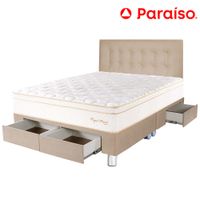 Dormitorio 4 Cajones PARAISO Royal Prince Champagne Queen + 2 Almohadas Viscoelásticas