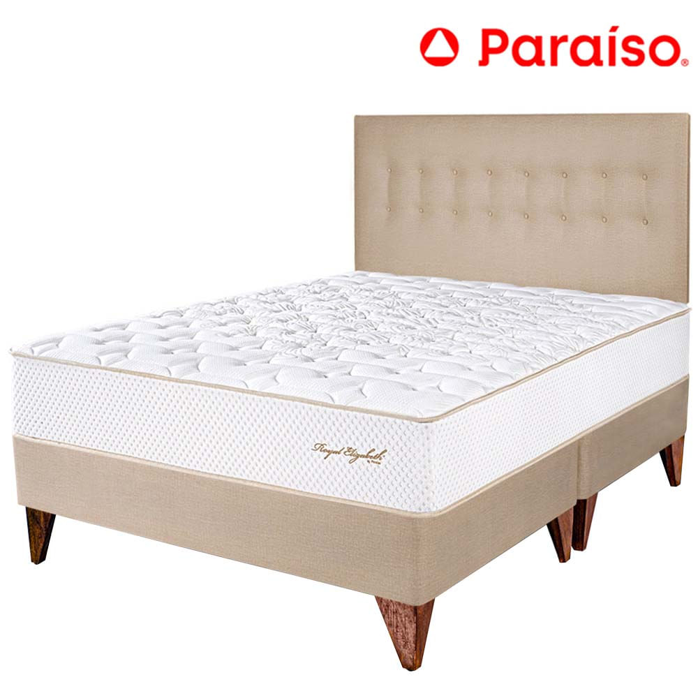 Dormitorio Europeo PARAISO Royal Elizabeth Champagne King +2 Almohadas Viscoelásticas