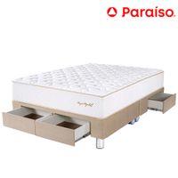Cama Box Tarima 4 Cajones PARAISO Royal Elizabeth Champagne King +2 Almohadas Viscoelásticas