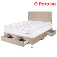 Dormitorio 4 Cajones PARAISO Royal Elizabeth Champagne King +2 Almohadas Viscoelásticas