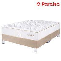 Cama Box Tarima PARAISO Royal Elizabeth Champagne Queen +2 Almohadas Viscoelásticas