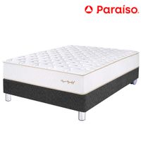 Cama Box Tarima PARAISO Royal Elizabeth Gris 1.5 Plazas +1 Almohada Viscoelástica