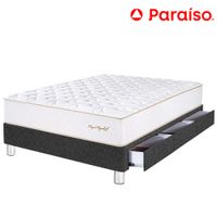 Cama Box Tarima 3 Cajones PARAISO Royal Elizabeth Gris 1.5 Plazas +1 Almohada Viscoelástica