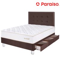 Dormitorio 3 Cajones PARAISO Royal Elizabeth Chocolate 1.5 Plazas +1 Almohada Viscoelástica