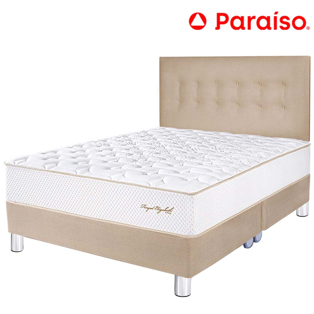 Dormitorio PARAISO Royal Elizabeth Champagne Queen +2 Almohadas Viscoelásticas