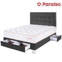 Dormitorio 4 Cajones PARAISO Royal Elizabeth Gris 2 Plazas +2 Almohadas Viscoelásticas