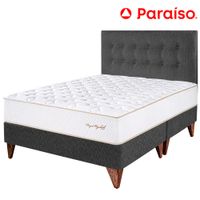 Dormitorio Europeo PARAISO Royal Elizabeth Gris Queen +2 Almohadas Viscoelásticas