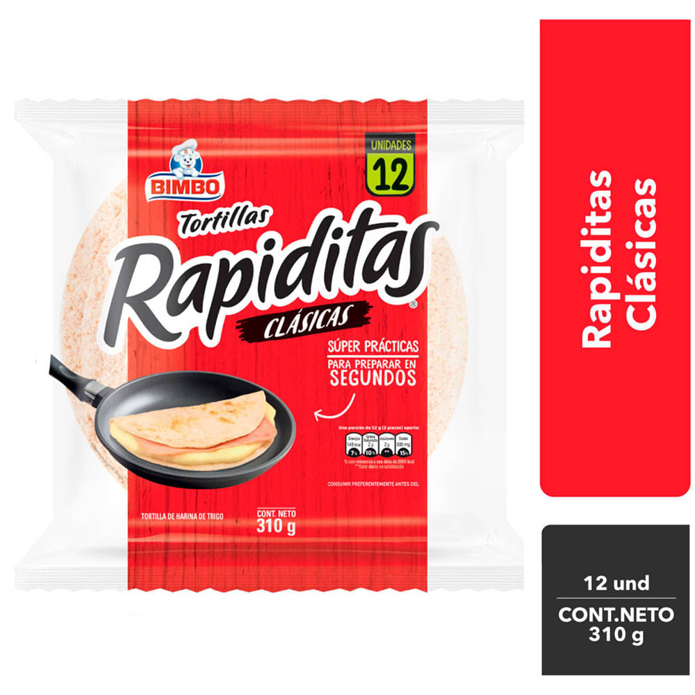 Tortillas Rapiditas Clásicas BIMBO Bolsa 12un plazaVea Supermercado