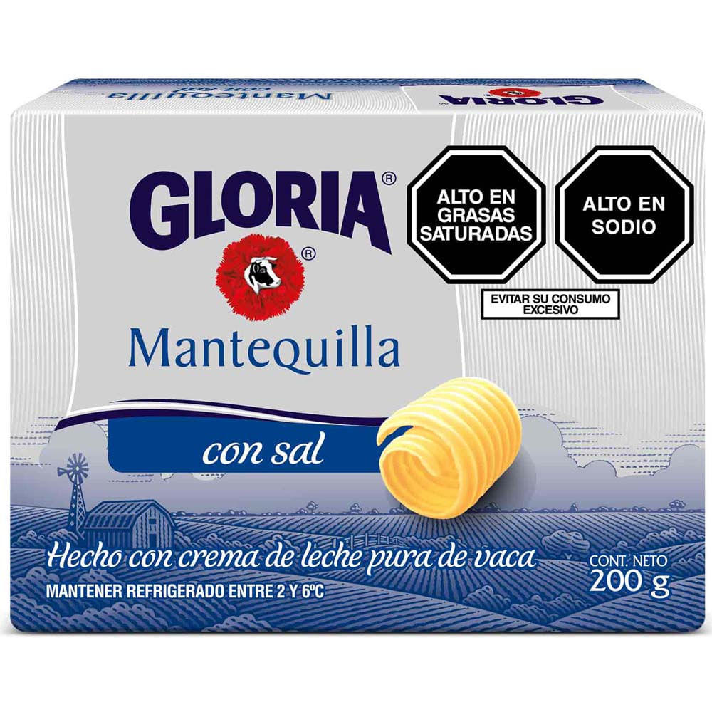 Mantequilla GLORIA con Sal Barra 200g | plazaVea - Supermercado