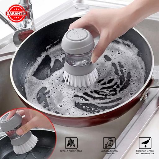 Cepillo para platos con dispensador de jabón con soporte bandeja de goteo c  - Promart