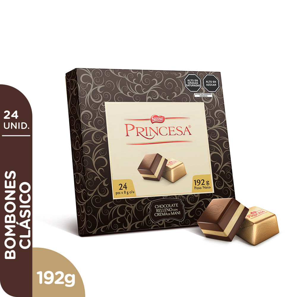 Chocolate PRINCESA Nestlé Relleno con Crema de Maní Caja 192g