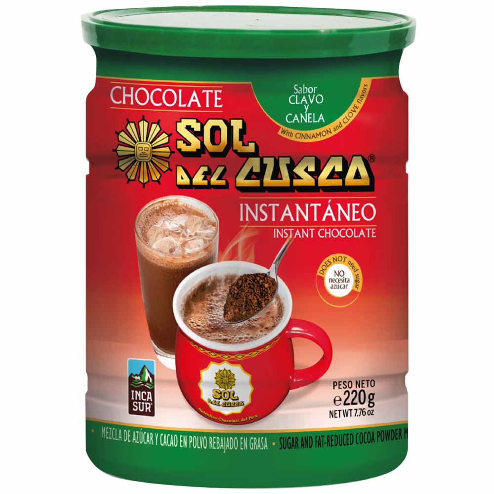 Chocolate Instántaneo SOL DEL CUSCO Canela y Clavo Frasco 220g