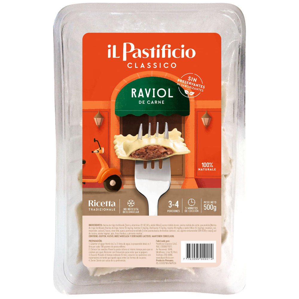 Ravioles de Carne IL PASTIFICIO Bandeja 500g