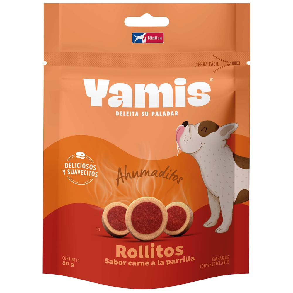 Alimento para Perro YAMIS Snack Adulto Filetitos Sabor Carne a la Parrilla Doypack 80g